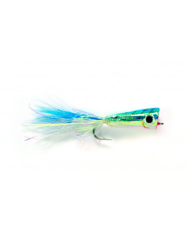 Popper Mylar Blue & White S1 Fishing Fly, Saltwater
