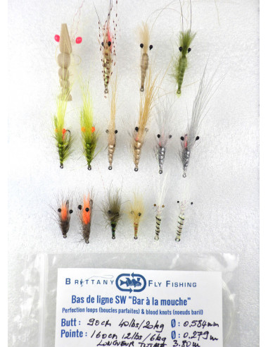 Best 16 European seabass shrimp flies kit made by Brittany Fly
